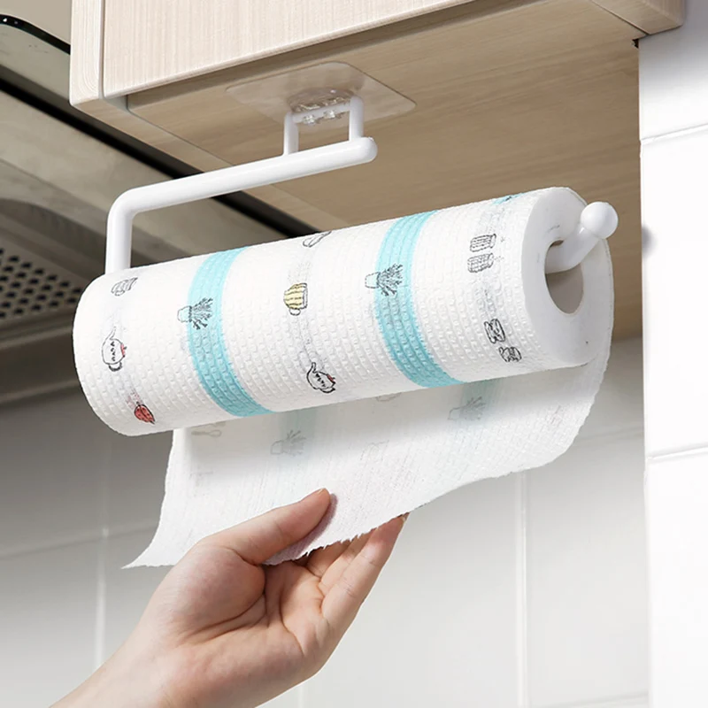 

Tissue Storage Rack Plastic Paper Roll Holder Wall Mounted Adjustable Towel Hanger for Kitchen Bathroom Toilet Paper Holders