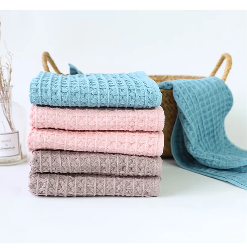 4PCS Cotton Waffle Hand Towels For Adults Plain Washcloth Face Care Bathroom Cotton Waffle Towel 34.5x74cm