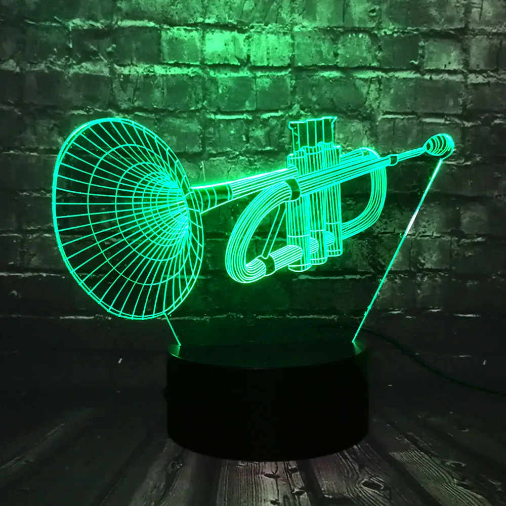 Новый инструмент рога 3D Светодиодные ночные светильники Luminaria Иллюзия