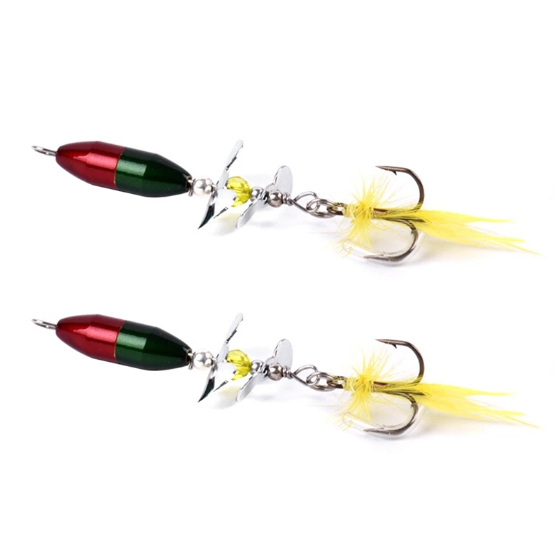 

Long Casting Spinner Bait Fishing Lure Double Tail Propeller Trout Carp Catfish Artificial Ice Fishing Lures 10G(2Pcs)