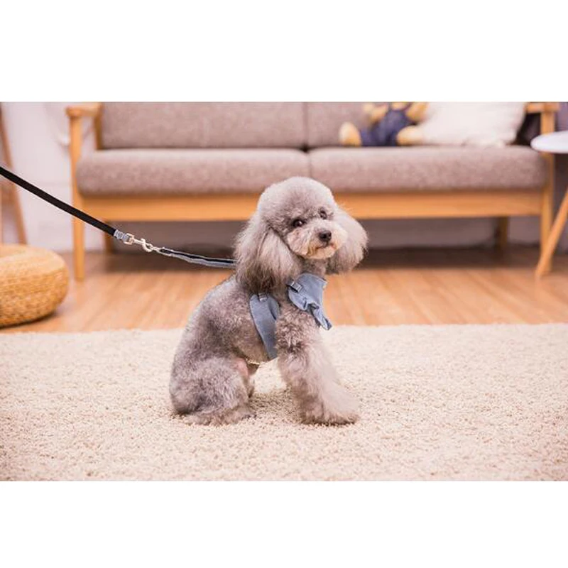 Dog Harness Vest Pet Puppy Leash Walking Traction Rope Jeans For Small Denim Pets Outdoors Accessories | Дом и сад