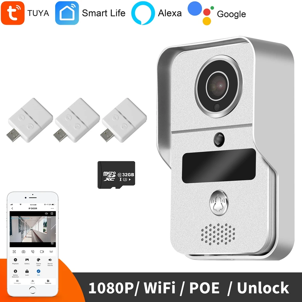 

Wireless Video Doorbell TUYA 1080P WIFI Smart Door Bell Camera With Motion Sensor Recording IR Night Vision Intercom Door Phone