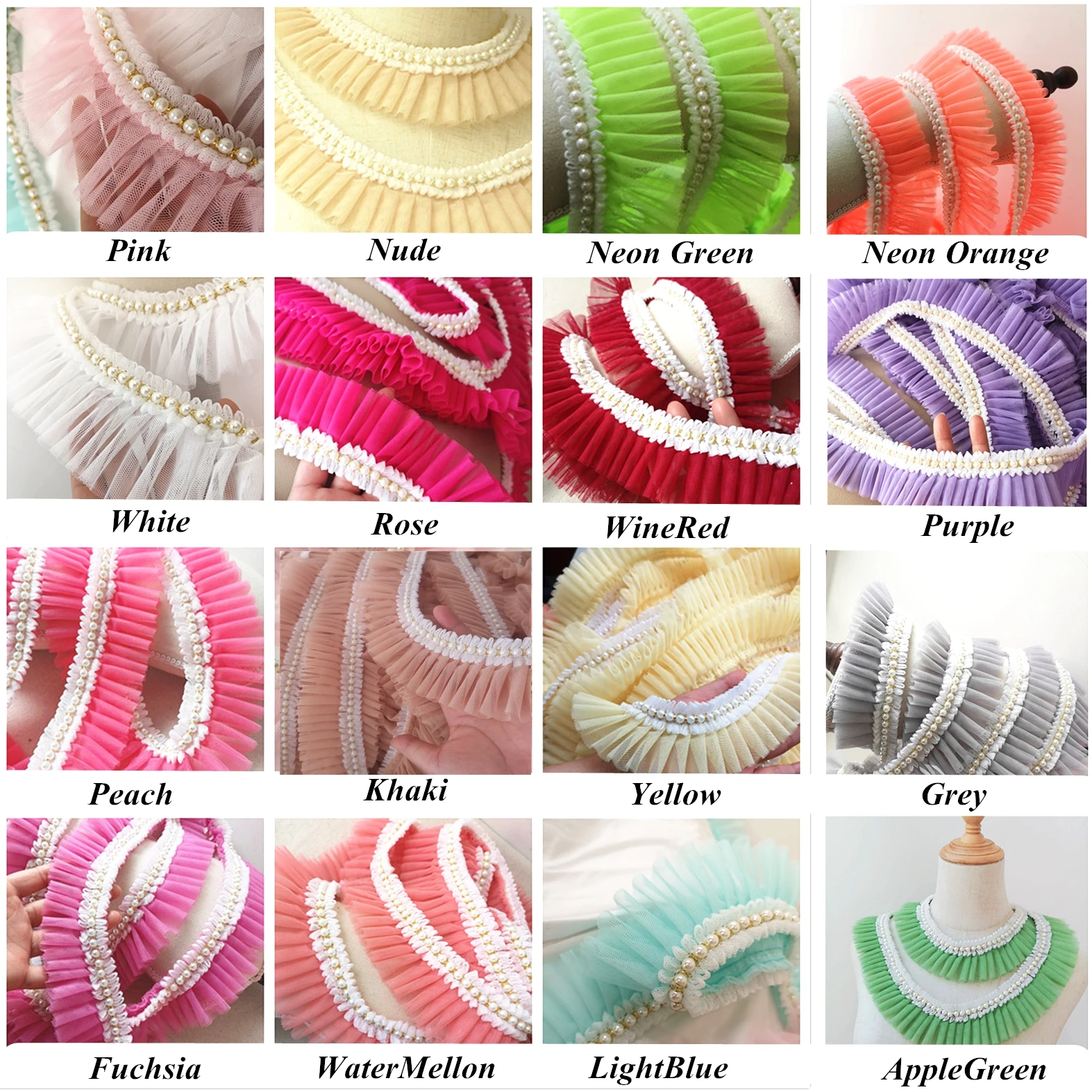 1 метр лента из бисера кружева плиссированная с оборками сетчатый пояс плетеная