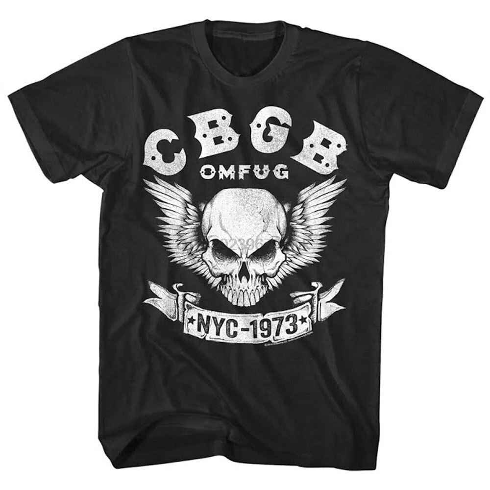 CBGB OMFUG NYC 1973 Мужская футболка с крылатым черепом музыка в стиле рок панк Merch -