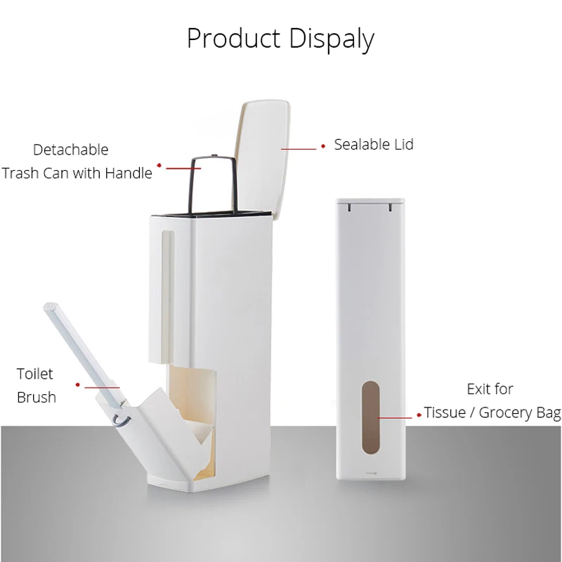 Узкий мусорное ведро Ванная комната мусорный бак с туалетная щетка держатель для