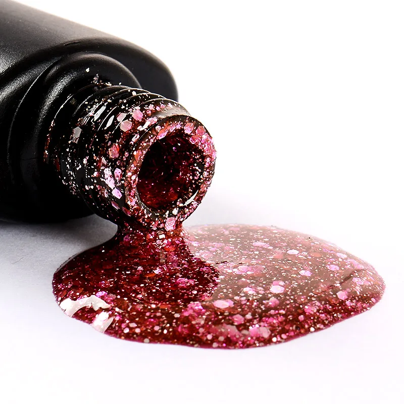 Цветной УФ-гель с голографическим блеском и блестками 7 мл Полупостоянный лак для