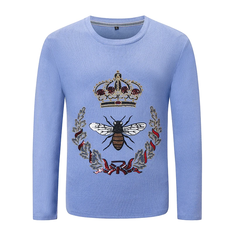 

Seestern new men's sweater embroidery bee crown leisure autumn winter fashion knitted pullover hip hop Street tops