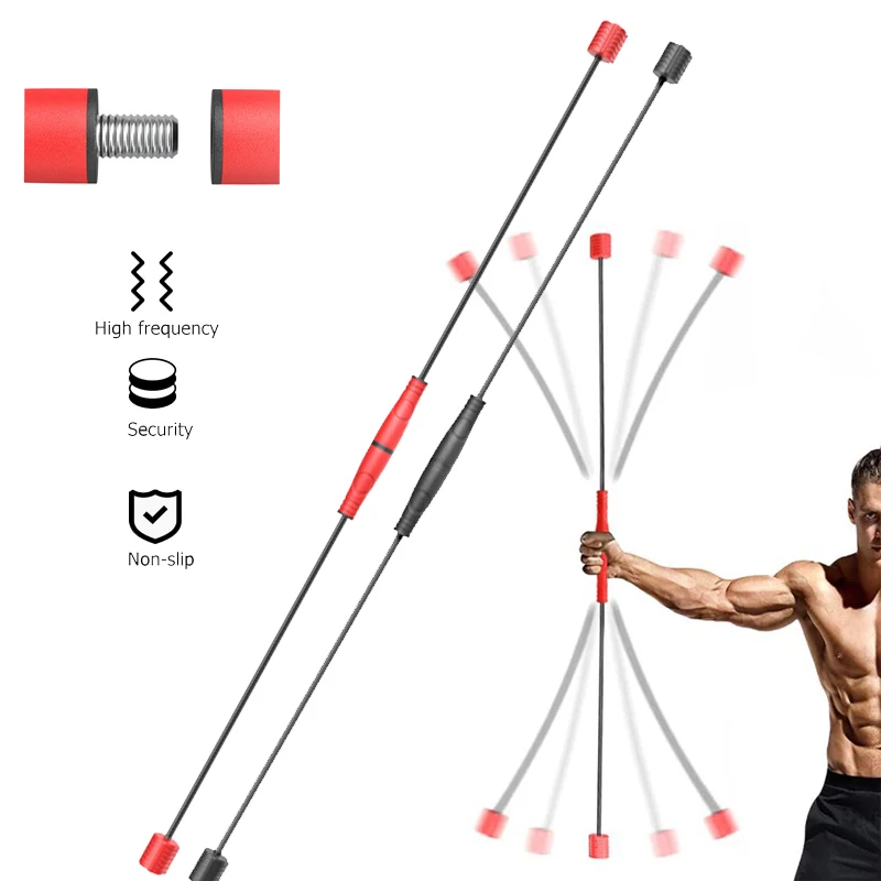 

Flexi Exercise Bar Elastic Training Rod Fitness Stick High Frequency Vibration Gym Workout Equipment Bodybuilding Removable -40