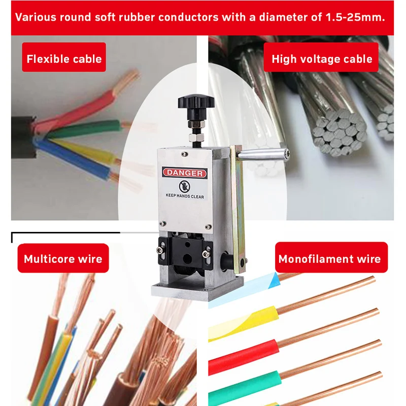 Small DIY Wire Stripping Machine Manual Scrap Cable Crimping Peeling Machine For metal Wire Recycle Wire Cable Stripper