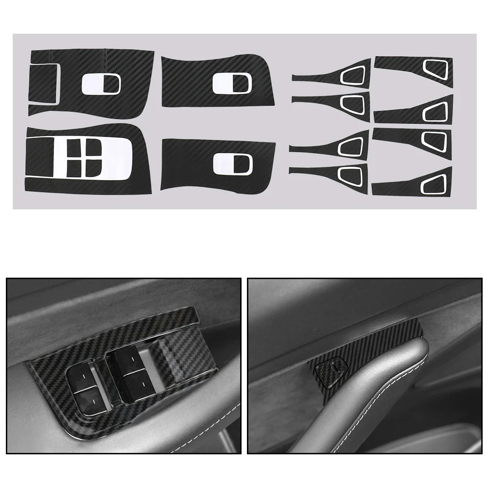 

Interior Carbon Fiber Film DIY Car ABS Window Lifter Switch Buttons Decorative Frame Cover Trim Sticker