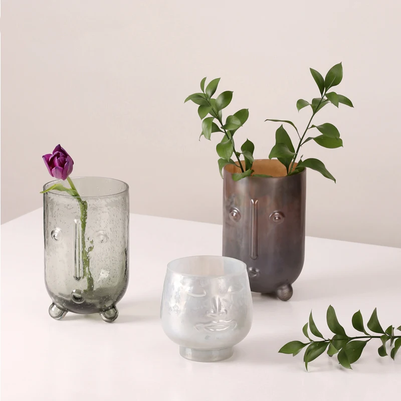 Абстрактная ваза с изображением лица стеклянный шаблон для украшения комнаты