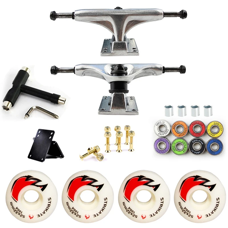 

Novel-STRIKATE 52X32mm Wheels 101A Aluminum Alloy Professional Bridge Skate Board Bracket 5in Skateboard Trucks