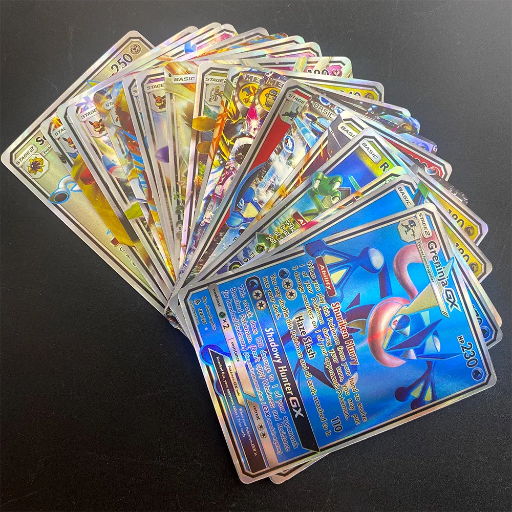 100 шт. карты Pokemon GX MEGA блестящие английская игра Трейдинг боевой бустер покемона