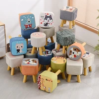creative cotton linen stool for home small bench to change low square stool for adults home footrest small stools for family modern dining chairs