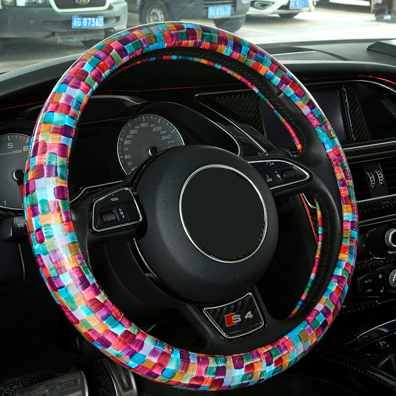 

Capa Volante Leather Car Steering Wheel Covers Accesorios Para Auto Colorful Universal Auto Assessoires Interior Anti-Slip