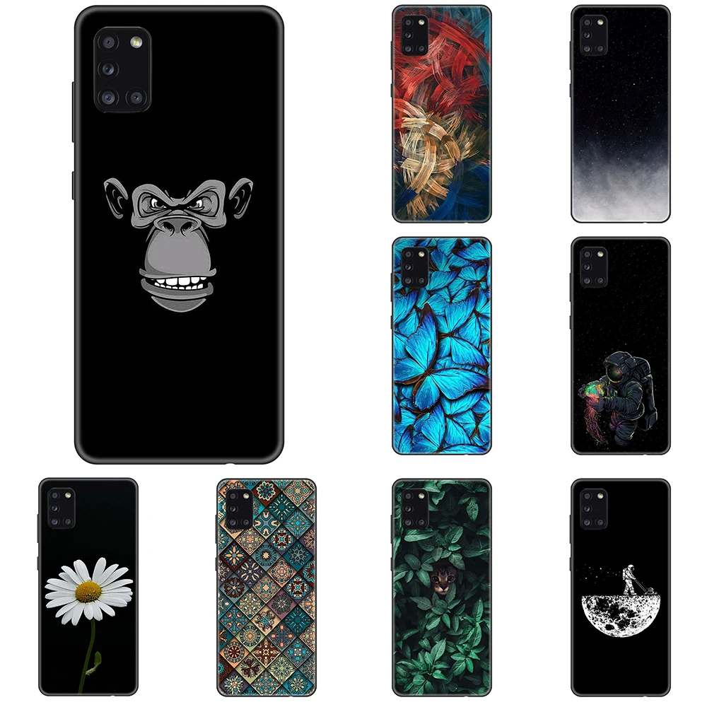 Чехол для Samsung Galaxy A31 черный ТПУ Силиконовый Модный Роскошный чехол телефона с