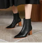 Женские ботинки, обувь, популярные модные ботинки с острым носком, однотонные ботинки на толстом каблуке, ковбойские ботинки в западном стиле, обувь