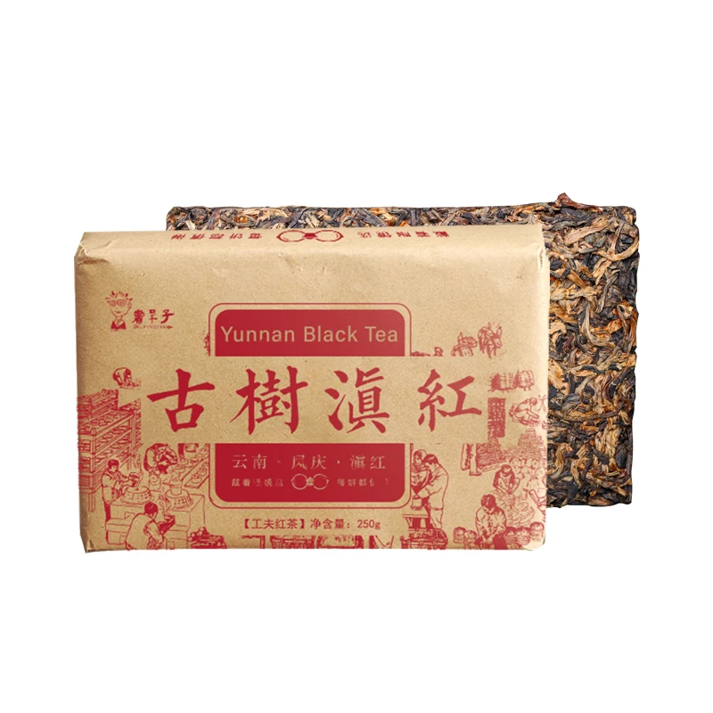 

Yunnan Black Chinese Tea with Honey Sweet Notes Fengqing Dianhong Tea Red Brick 250g