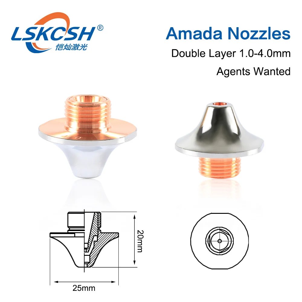 LSKCSH 30 шт./лот новые лазерные сопла Amada однослойные/двухслойные 1,0-4,0 мм для лазерной резки amada, с фабрики
