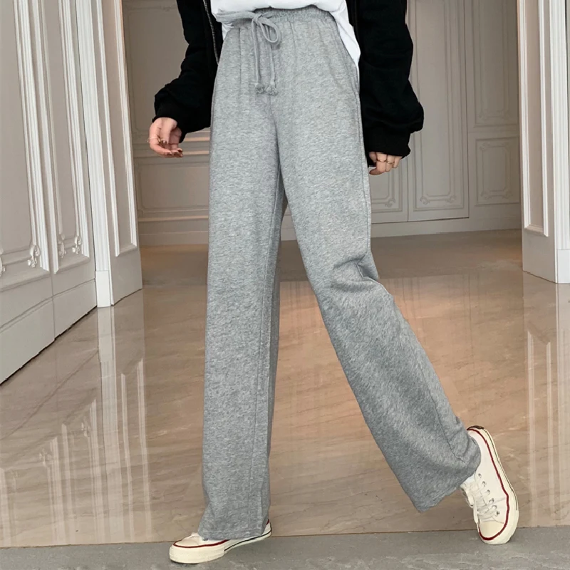 

High Street Ins Sports Pants for Women 2021 New Loose Korean Style Trendy Harajuku Style High Waist Thin and All-Matching Wide