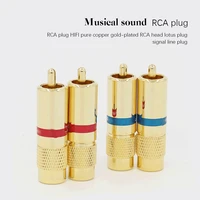 10pcs gold plated hifi rca jack lotus connector plug welding digital coaxial audio plug for speaker audio cable pure copper jack