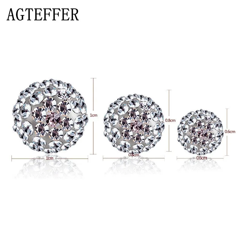 

AGTEFFER 925 Sterling Silver Fashion Ball Zircon Earrings For Women Temperament Wedding Jewelry Accessories Gift
