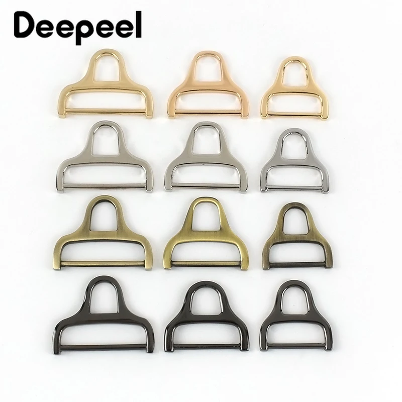 Deepeel 20pcs Metal Adjuster Buckle D Dee Ring Buckles Triangles with Bar Swivel Clip Loop for DIY Belt Bag Straps Accessories