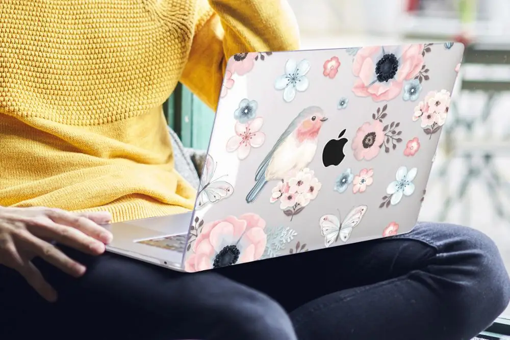 Цветочный чехол для ноутбука MacBook Air 13 A1466 A1932 Pro 13 15 16 дюймов Сенсорная панель A2141 a2159 пластиковый жесткий чехол Keybaord