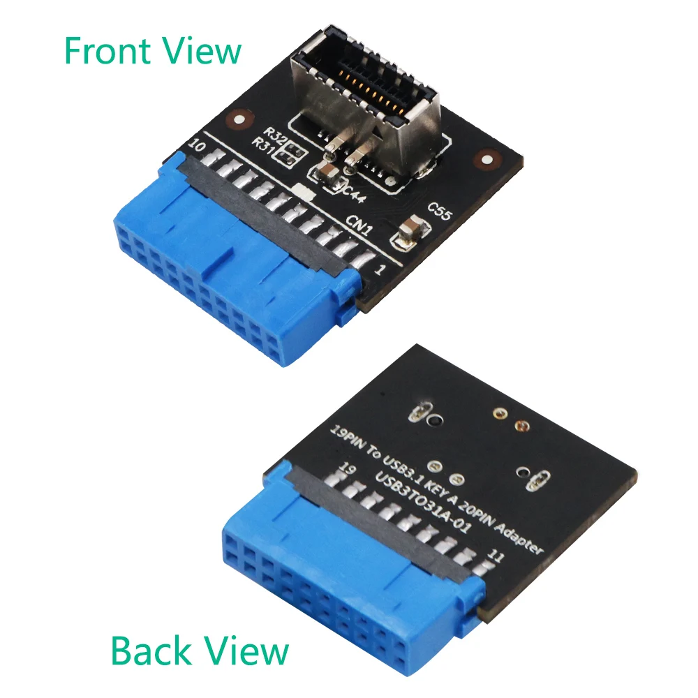 

USB Header Adapter Type C USB 3.1 Front Panel Socket USB 3.0 19Pin Header Male Extension Adapter for Motherboard PC