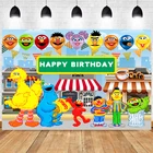 Фон для фотосъемки с изображением Улица Сезам Elmo для вечеринки в честь Дня рождения ребенка для мальчиков и девочек