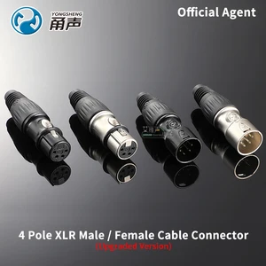 YONGSHENG Four Pole Male Female XLR Cannon Plug Gold-plated 4pin Audio Microphone Jack Cable Connector YS1764BG/1774BG/177 4/1764 