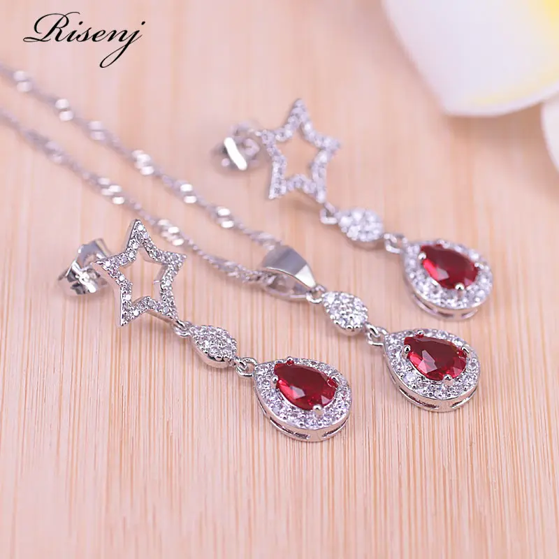 Risenj Китай цвет удачи красный камень звезда и капля воды костюм комплект