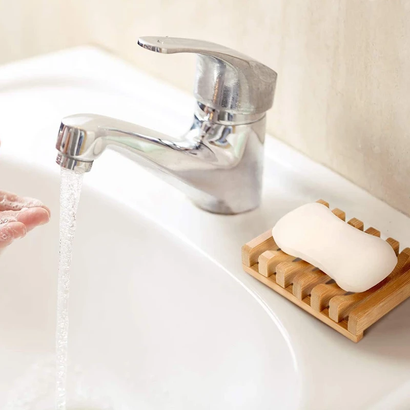 

6 Pcs of Wooden Soap Holder Natural Rectangular Wooden Soap Box Holder Suitable for Kitchen and Bathroom Soap Box