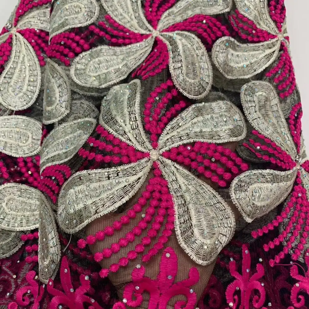 Nigerian Lace Fabric 2020 High Quality Materials African Fabrics Tulle French with Stones for Dress 5 Yards | Аксессуары для