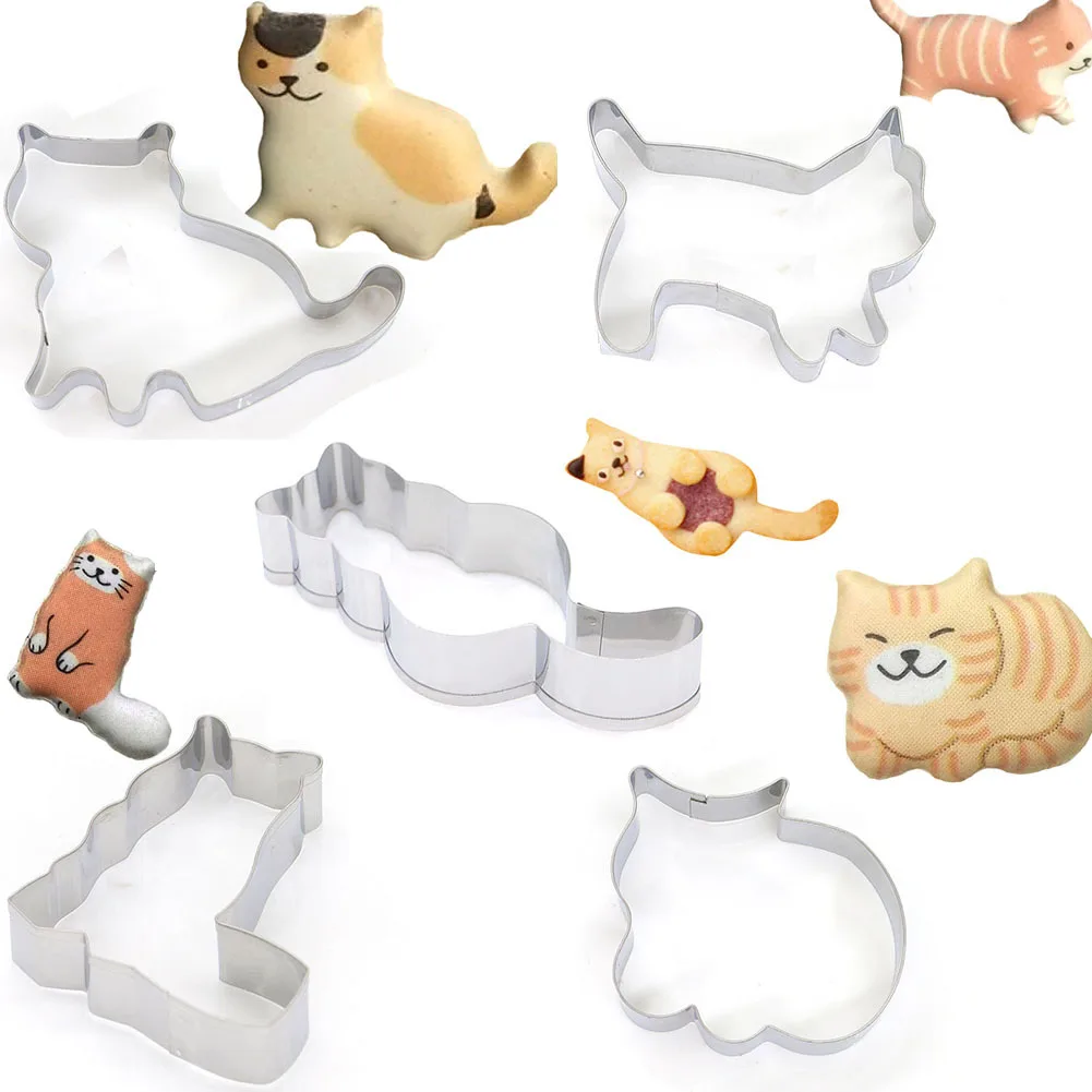 

DIY Cat Shape Molds For Chocolate Kitchen Biscuits Fondant Cake Decorations Steamed Buns Dough Bread Maker Metal Dough Craft