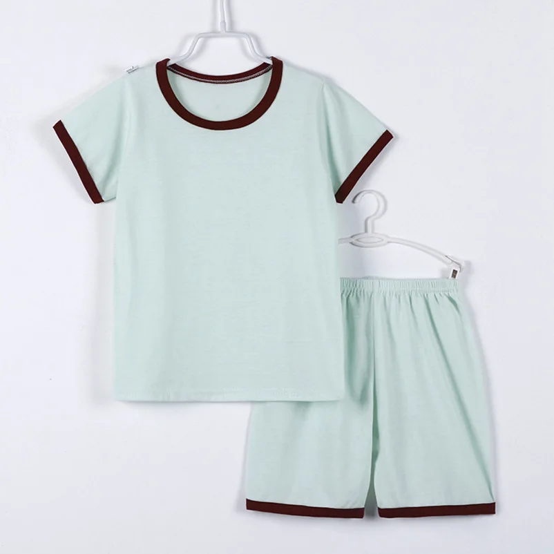 

Детская одежда, тонкий пижамный комплект для маленьких мальчиков, хлопковая Однотонная футболка и штаны для девочек, одежда для сна, спорти...