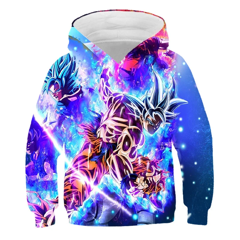

4-14Y Autumn new anime Boy hoodie fashion Ball z 3d print funny goku sweatshirt casual kids clothing hip hop oversized hoodie