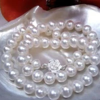 hot sale 8 9mm natural white freshwater cultured pearl round beads necklace long chain jewelry 17 5inch my4516