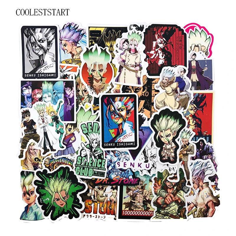 

Наклейки аниме Dr.STONE, 50 дюймов, шт./упак. дюймов, для мотоцикла, скейтборда, ноутбука, багажа, велосипеда