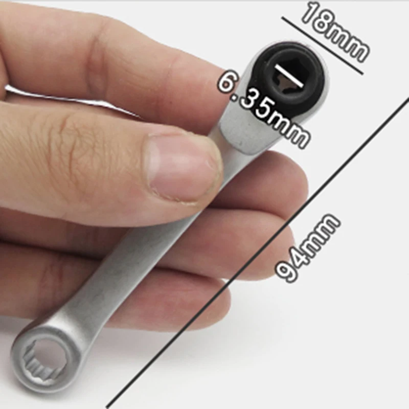 

1Pc 1/4 Socket Wrench Metric Hand Tool Offset Double Ring Spanner Reversible