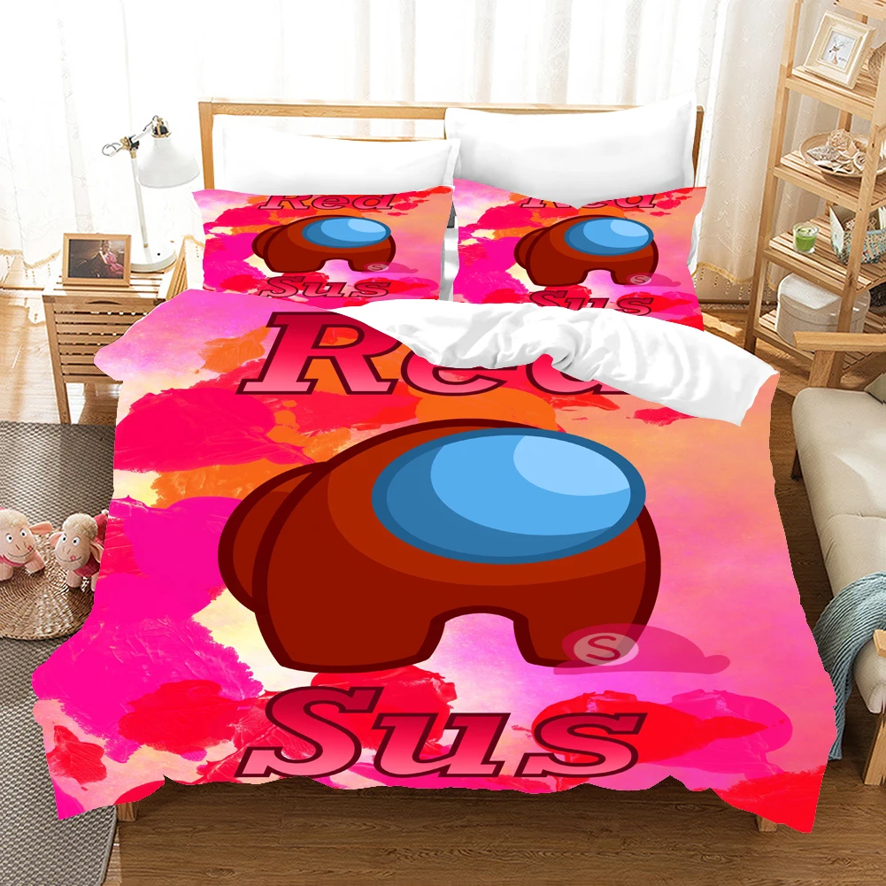 

Children fashion HD Digital Print Among Us Style Bedding Sets Duvet Cover+ Pillowcase 2/3pcs Customized bed set US/AU/EU 12 size
