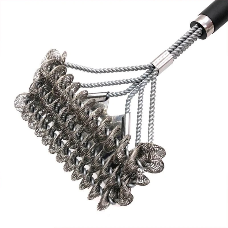 

634E щетка для гриля и скребок, щетина, Бесплатная безопасная щетка для барбекю, гриль из нержавеющей стали, лучшая оценка