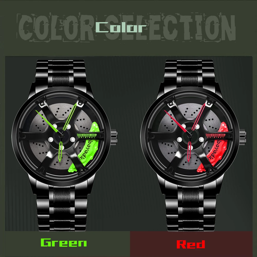 

Full Stainless Steel Men Watch Car Racing Auto Wheel Watches Rim Hub Design Fashion Sports Watch for F1 Race Car Fans Drop Ship