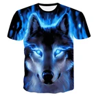 Мужская футболка с 3D-принтом волка, летняя футболка с коротким рукавом, 2021