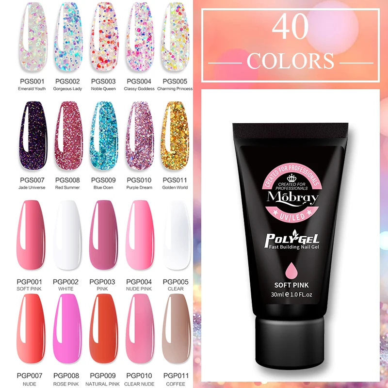 Mobray поли Гель лак для ногтей 30 мл Nail Art французский Строительная строитель желе