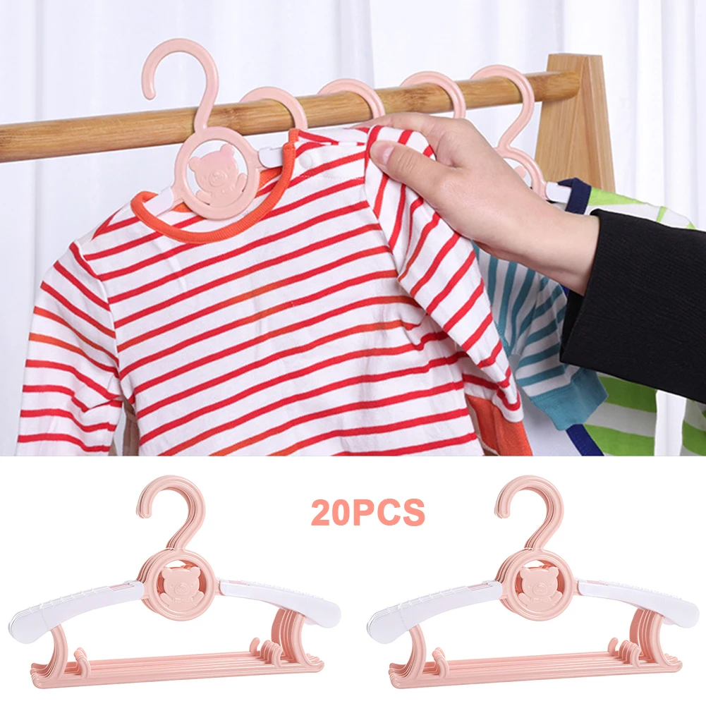 

20pcs Home Pants Coat Drying Rack Skirt Retractable Adjustable Jacket Children Clothes Hanger Kids Adult Non-Slip PP Baby Infant