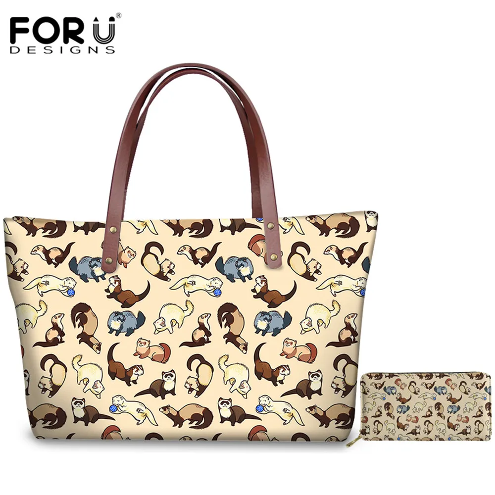 FORUDESIGNS/милые дерзкие хорьки с принтом, Женский Длинный кошелек для хранения денег, модные сумки на плечо, клатч на молнии, кошелек сумка для монет