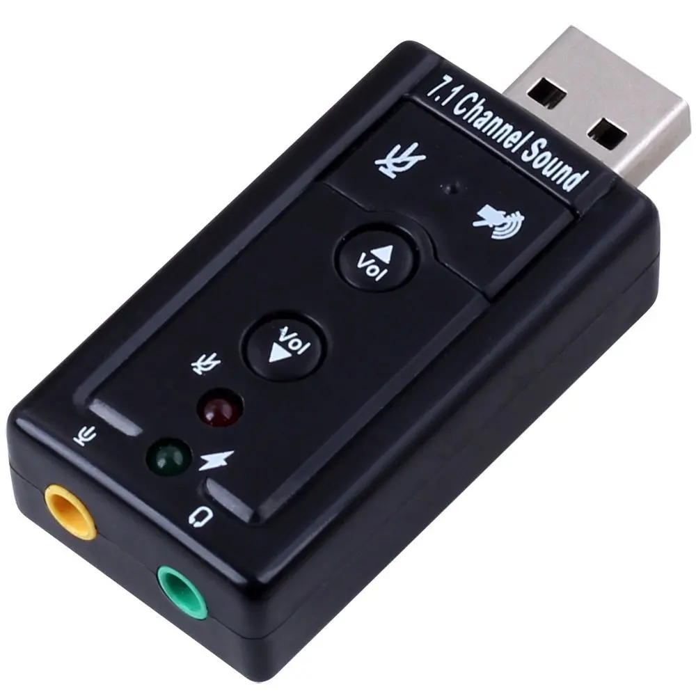 

7.1-Channel USB 2.0 External Sound Card w/3.5mm Headphone and Microphone Jack Interface,USB 2.0 to Stereo Mic Adapter Converter