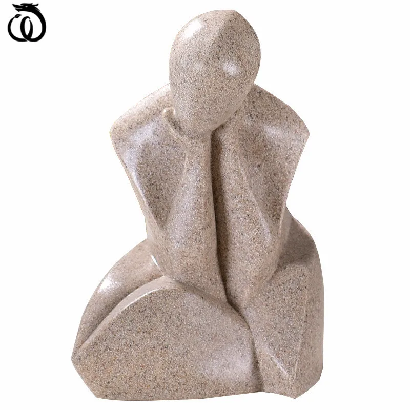 

WU CHEN LONG Nordic Think Character Art Sculpture Ideas Antique Abstract Figure Statue Resin Craft Modern Home Decorations R6545
