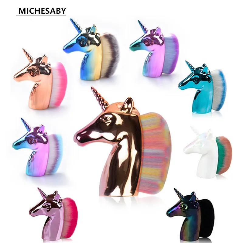 6 цветная Кисть для макияжа в виде единорога Рассыпчатая кисть пудры цвета